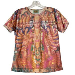 Hindu Deity Multicolor Art Tee – “Out of Time” Thailand, Size M